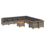 vidaXL Salon de jardin 11 Pièces avec coussins gris résine tressée