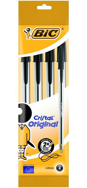 étui de 4 stylos à bille Cristal Medium, noir BIC