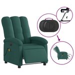 vidaXL Fauteuil de massage inclinable électrique Vert foncé Tissu