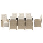 vidaXL Ensemble de Salle à Manger de Jardin de 9 Pièces avec Coussins Beige Poly Rattan