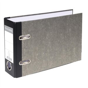 Classeur à levier papier marbre gris dos de 70mm - A5 horizontal. - Gris-dos noir x 20 EXACOMPTA