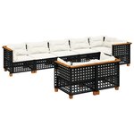 vidaXL Salon de jardin 8 Pièces avec coussins noir résine tressée