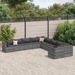 vidaXL Salon de jardin avec coussins 10 Pièces gris résine tressée