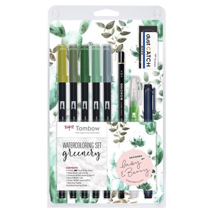 Set Water Coloring aquarelle Greenery 5 feutres + Kit TOMBOW