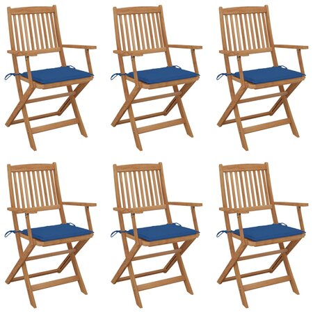 vidaXL Chaises pliables de jardin 6 Pièces avec coussins Bois d'acacia