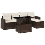 vidaXL Salon de jardin avec coussins 6 Pièces marron résine tressée