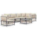 vidaXL Salon de jardin 7 Pièces avec coussins anthracite résine tressée