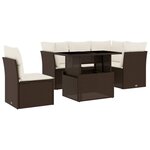vidaXL Salon de jardin avec coussins 6 Pièces marron résine tressée