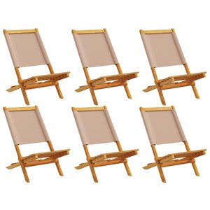 vidaXL Chaises de jardin pliantes lot de 6 taupe tissu et bois massif
