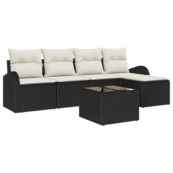 vidaXL Ensemble de canapé de jardin 5 pièces avec coussins en rotin synthétique brun