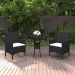 vidaXL Ensemble à manger de jardin 3 Pièces Résine tressée Noir