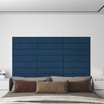 vidaXL Panneaux muraux 12 Pièces Bleu 60x15 cm Velours 1 08 m²