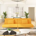 vidaXL Canapé-lit à 2 places avec deux oreillers jaune tissu