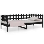 vidaXL Lit de jour Noir 90x190 cm Bois de pin massif