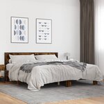 vidaXL Cadre de lit chêne fumé 200x200 cm bois d'ingénierie et métal