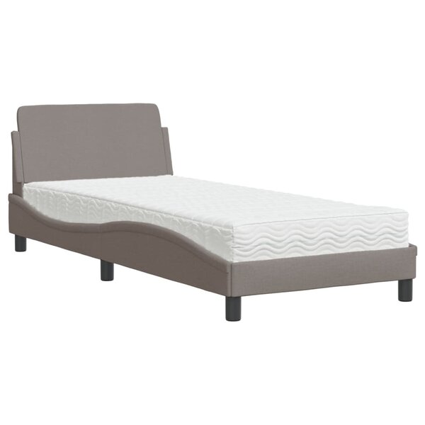 vidaXL Lit avec matelas taupe 90x190 cm tissu