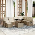 vidaXL Salon de jardin avec coussins 9 Pièces beige résine tressée