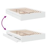 vidaXL Cadre de lit avec tiroirs blanc 140x190cm bois d'ingénierie
