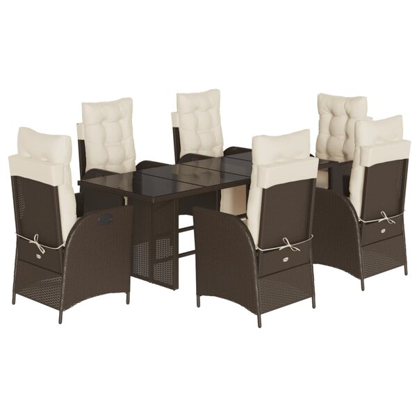 vidaXL Ensemble à manger de jardin et coussins 7 Pièces marron rotin
