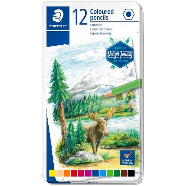 Crayon couleur design journey  étui métal de 12 staedtler