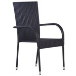 vidaXL Chaises empilables d'extérieur lot de 2 Résine tressée Noir