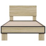 vidaXL Cadre de lit chêne sonoma 100x200 cm bois d'ingénierie et métal