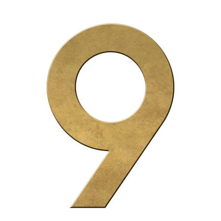 Numéro 9-Numéro adhésif pour boîtes aux lettres - Vinyle épais texturé, hauteur 50 mm - Or Vieilli