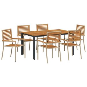 vidaXL Ensemble de salle à manger pour jardin 7 Pièces Beige et Marron