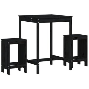 vidaXL Ensemble de bar de jardin 3 Pièces noir bois de pin massif