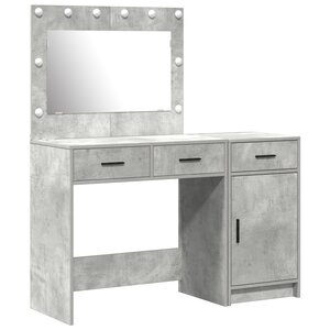 Ensemble de coiffeuse 2 pièces avec LED en bois d'ingénierie gris béton