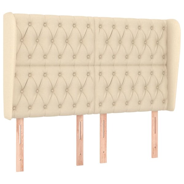 vidaXL Tête de lit avec oreilles Crème 147x23x118/128 cm Tissu