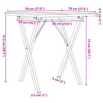 vidaXL Table à manger cadre en X 70x70x75 5cm bois de pin massif fonte