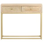 vidaXL Table console Doré 90 x 30 x 75 cm Bois de manguier massif