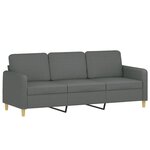 vidaXL Ensemble de canapés 3 Pièces coussins gris foncé tissu