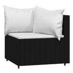vidaXL Salon de jardin 3 Pièces avec coussins Noir Résine tressée