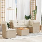 vidaXL Salon de jardin avec coussins 6 Pièces beige résine tressée