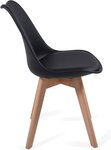 Lot de 6 chaises de salle à manger scandinaves assise rembourré pieds en bois hêtre rétro chaise pour salon chambre cuisine bureau noir 01_0000723