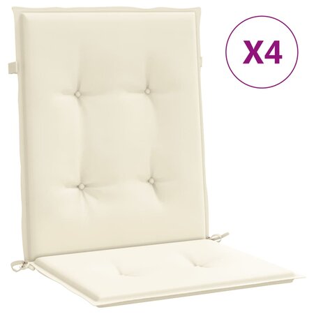 vidaXL Coussins de chaise de jardin à dossier bas lot de 4 crème