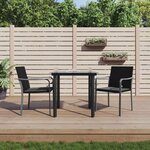 vidaXL Ensemble à manger de jardin 3 Pièces coussins résine tressée acier
