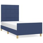 vidaXL Cadre de lit avec tête de lit Bleu 90x190 cm Tissu