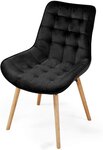 Lot de 6 chaises de salon salle à manger pied en bois et velours noir 01_0000731