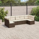 vidaXL Salon de jardin avec coussins 7 Pièces marron résine tressée