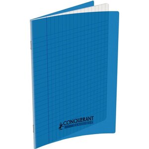 Cahier 32 pages seyès 90 g couverture polypropylène bleu format 17 x 22 cm CONQUERANT