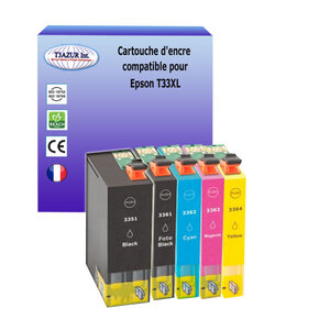 5 Cartouches Compatibles pour Epson XP-7100, XP-830, XP-900 remplace Epson T33XL (33XL)- T3AZUR
