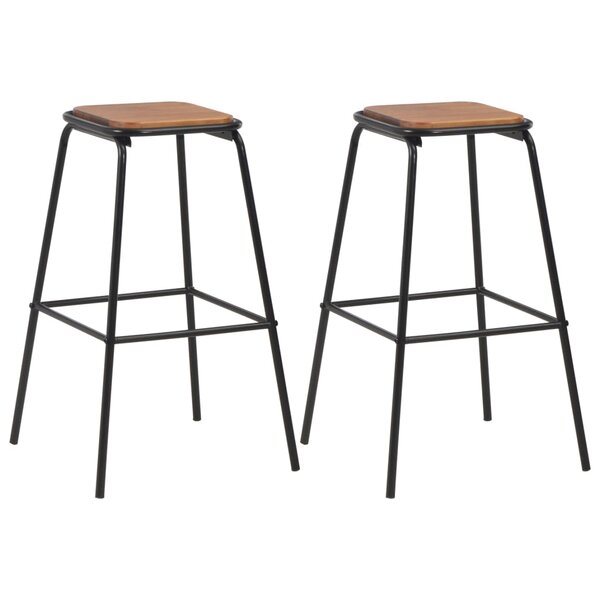 vidaXL Tabourets de bar lot de 2 noir pinède solide et acier