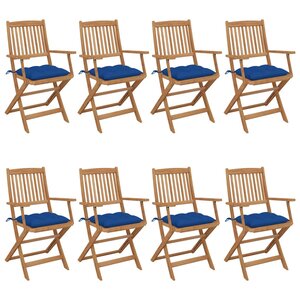 vidaXL Chaises pliables de jardin 8 Pièces avec coussins Bois d'acacia