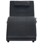 vidaXL Chaise longue de massage avec oreiller Noir Similicuir