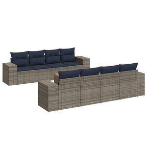 vidaXL Salon de jardin 9 Pièces avec coussins gris résine tressée