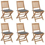 vidaXL Chaises pliables de jardin 6 Pièces avec coussins Bois d'acacia