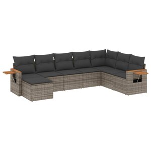 vidaXL Salon de jardin 8 Pièces avec coussins gris résine tressée